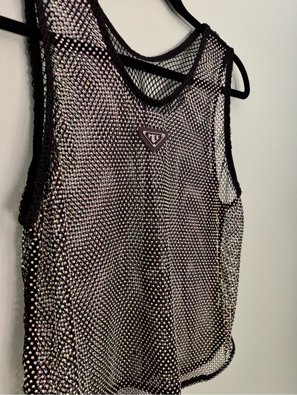 Men’s MCE Sheer Mesh Rhinestone Tank Top in Black - Size Large - Picture 2 of 7